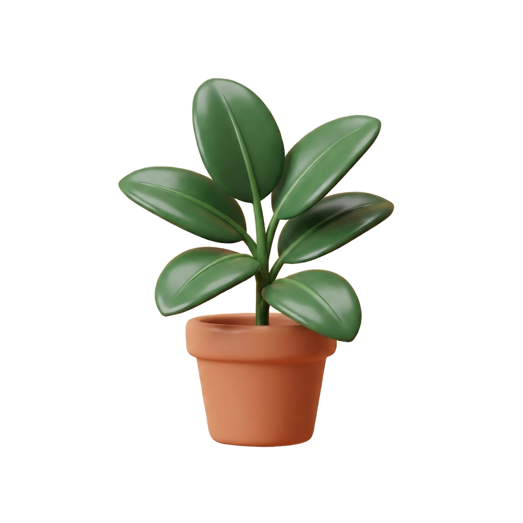 A healthy rubber plant
